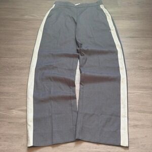 30x30 Grey Baggy Wide Leg Pleated Dress Pants White Stripe Y2K Vintage